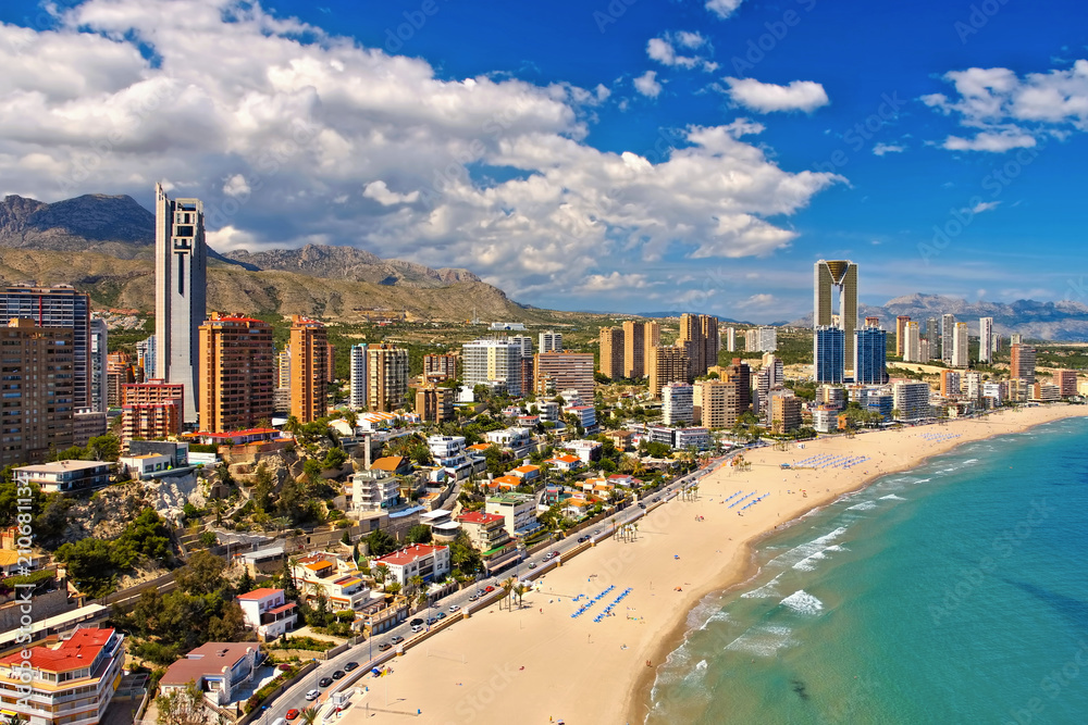 Family on a sandy Benidorm beach